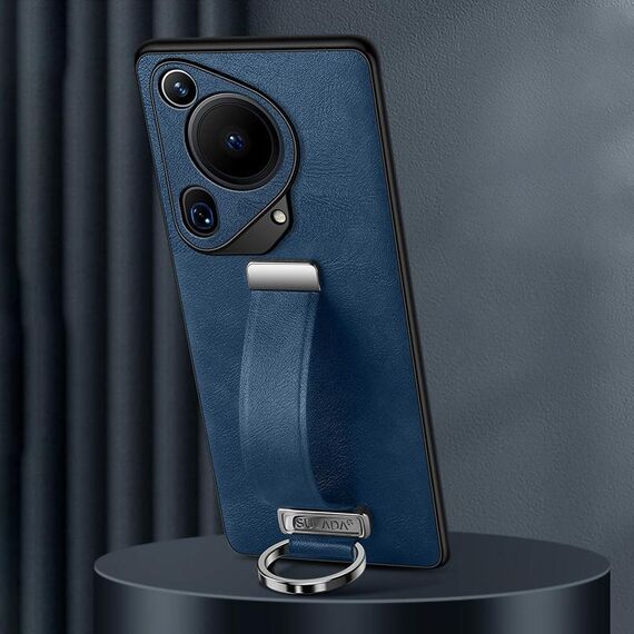 Custodia per telefono antiurto per Huawei Pura 70 Ultra SULADA PC + texture in pelle (blu)