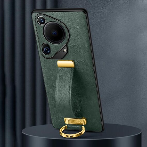 Custodia per telefono antiurto per Huawei Pura 70 Ultra SULADA PC + texture in pelle (verde)