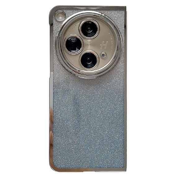 Per OPPO Find N3 Custodia per telefono con cornice galvanica + carta glitterata a copertura totale (blu)