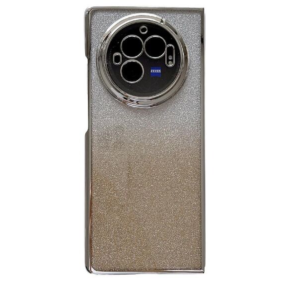 Per vivo X Fold3 Custodia per telefono con cornice galvanica + carta glitterata a copertura totale (oro)