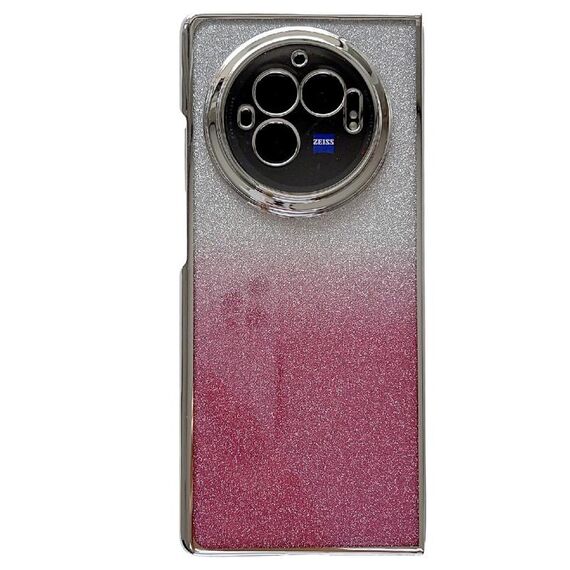 Per vivo X Fold3 Telaio galvanico + Custodia per telefono a copertura totale in carta glitterata (rosa)