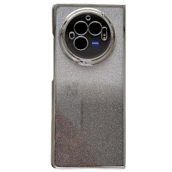 Per vivo X Fold3 Telaio galvanico + Custodia per telefono a copertura totale in carta glitterata (Nero)