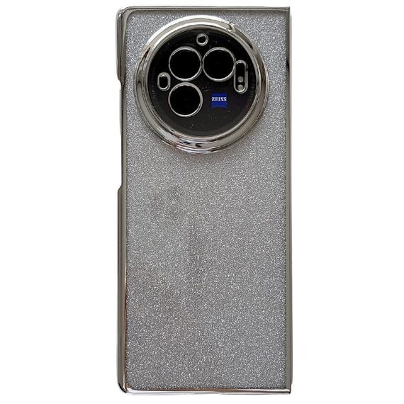 Per vivo X Fold3 Telaio galvanico + Custodia per telefono a copertura totale in carta glitterata (Argento)