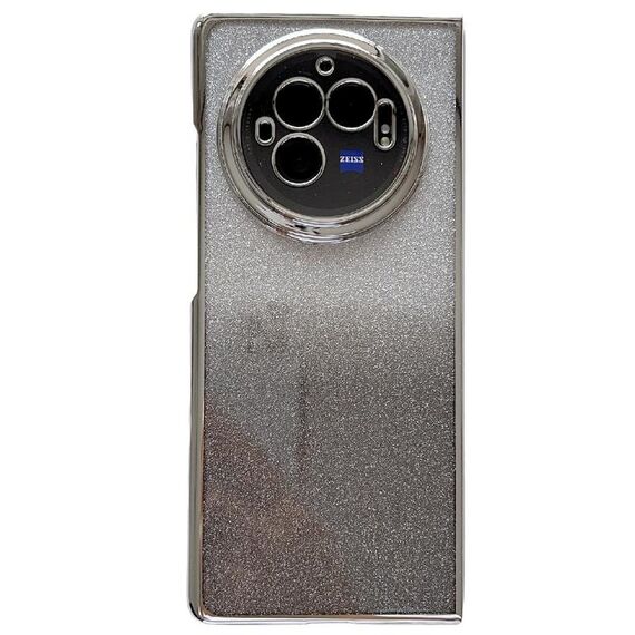 Per vivo X Fold3 Pro Custodia per telefono con cornice galvanica + carta glitterata a copertura totale (nero)