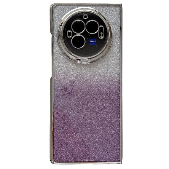 Per vivo X Fold3 Pro Telaio galvanico + Custodia per telefono a copertura totale in carta glitterata (Viola)