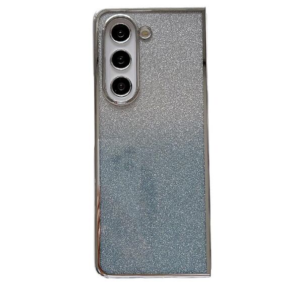 Per Samsung Galaxy Z Fold6 Cornice galvanica + custodia per telefono a copertura totale in carta glitterata (blu)