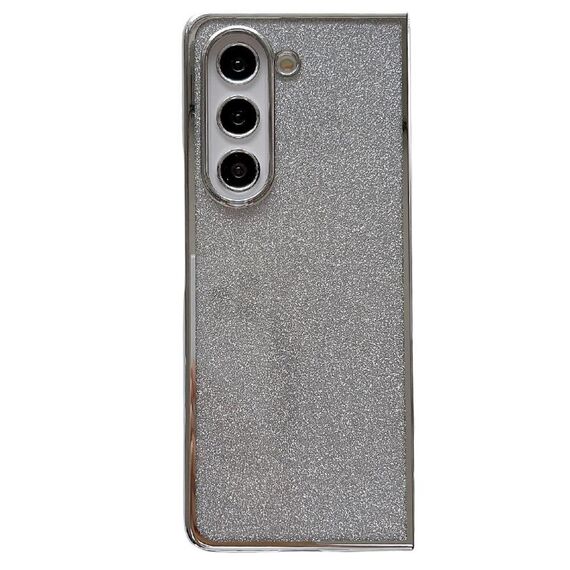 Per Samsung Galaxy Z Fold6 Cornice galvanica + Custodia per telefono a copertura totale in carta glitterata (Argento)
