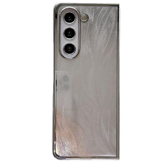 Per Samsung Galaxy Z Fold6 Cornice galvanica + Custodia per telefono a copertura totale in carta glitterata (Piuma)