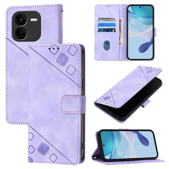 Custodia per telefono in pelle goffrata per vivo iQOO Z9x Skin Feel (viola chiaro)