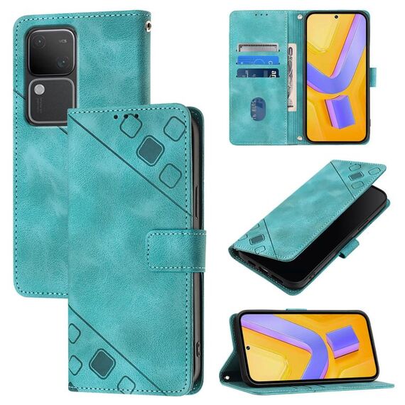 Custodia per telefono in pelle goffrata Global Skin Feel per vivo V30 5G / V30 Pro 5G (verde)