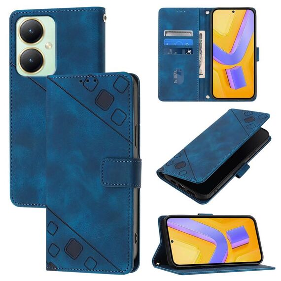 Per vivo Y27 4G Custodia per telefono in pelle goffrata Global Skin Feel (blu)