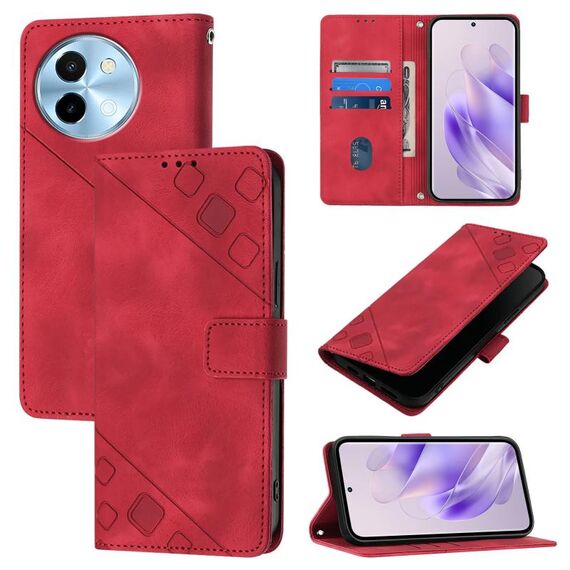 Custodia per cellulare in pelle goffrata per vivo Y38 5G (rossa)