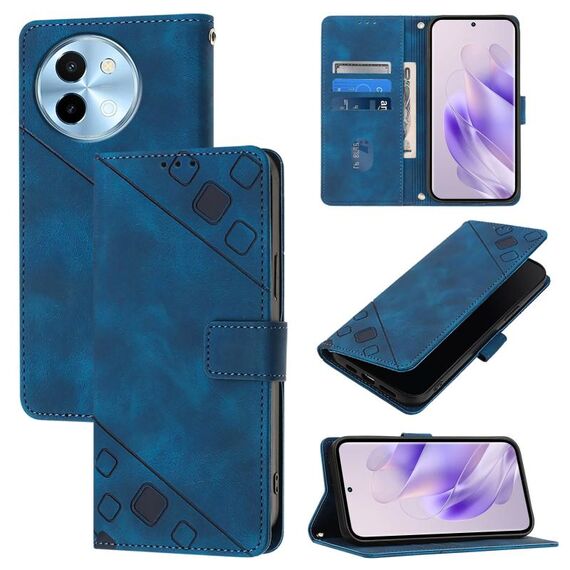 Custodia per telefono in pelle goffrata per vivo Y38 5G (blu)