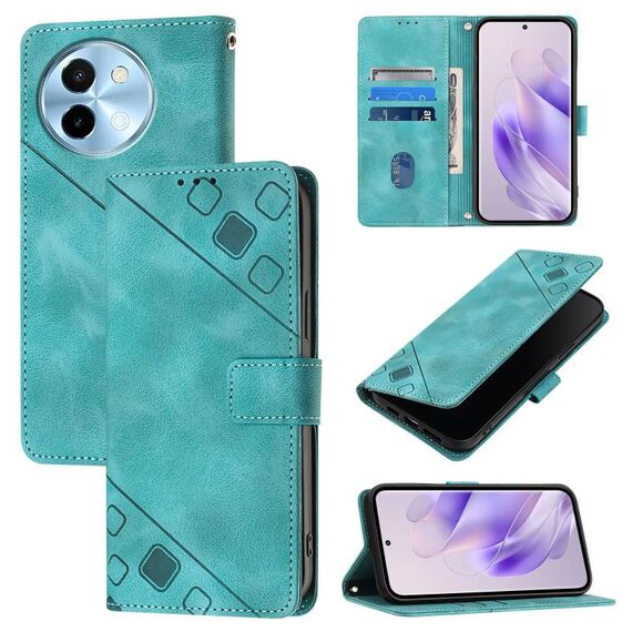 Per vivo Y38 5G Custodia in pelle goffrata con effetto pelle (verde)