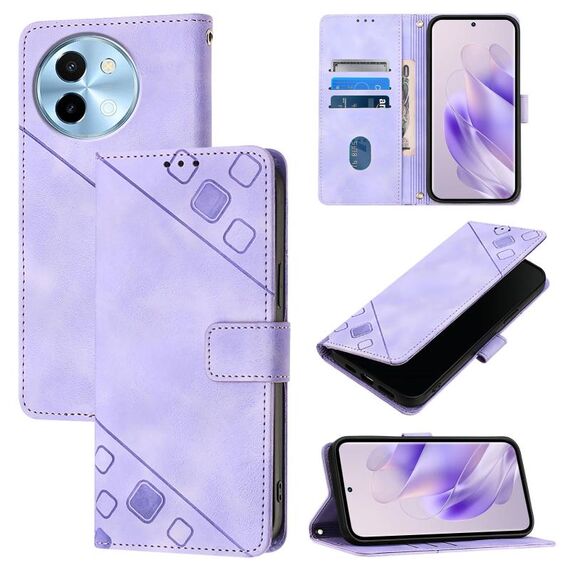Custodia per telefono in pelle goffrata per vivo Y38 5G (viola chiaro)