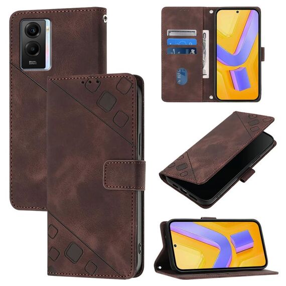 Per vivo Y55 5G Global / Y55s 5G / Y75 5G Custodia in pelle goffrata effetto pelle (marrone)