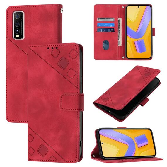 Custodia per telefono in pelle goffrata Skin Feel per vivo Y70s (rossa)