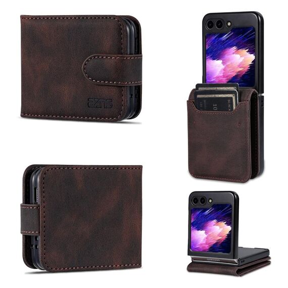 Per Samsung Galaxy Z Flip6 5G AZNS Dream II Custodia per telefono PU+TPU orizzontale con chiusura a scatto in PU (caffè)