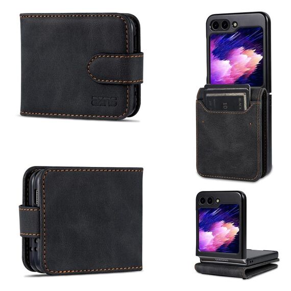 Per Samsung Galaxy Z Flip6 5G AZNS Dream II Skin Feel PU+TPU Custodia per telefono con vibrazione orizzontale in PU (Nero)