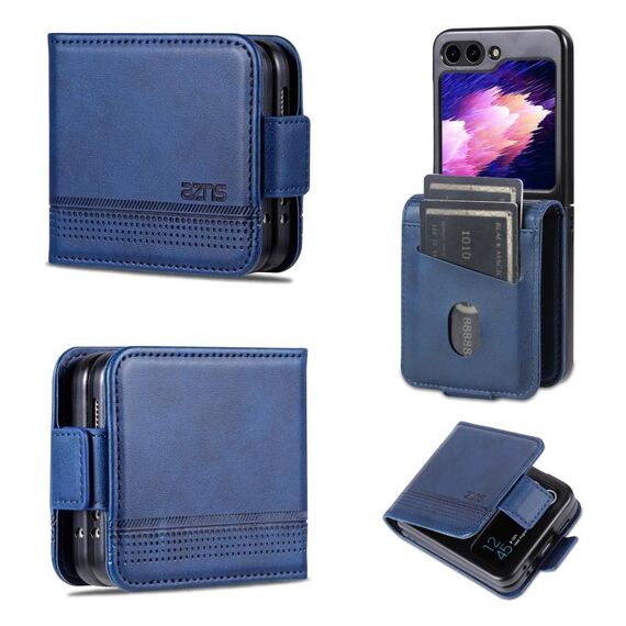 Per Samsung Galaxy Z Flip6 5G AZNS Custodia per telefono in pelle con texture di vitello magnetica (blu scuro)