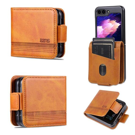 Per Samsung Galaxy Z Flip6 5G AZNS custodia magnetica in pelle di vitello con vibrazione (marrone chiaro)