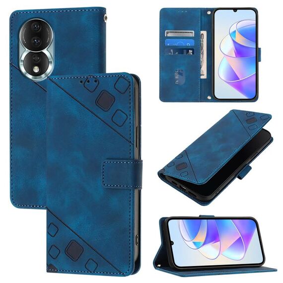 Custodia per telefono in pelle goffrata per Honor 80 (blu)