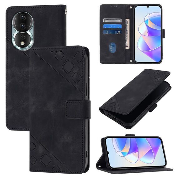 Custodia per telefono in pelle goffrata per Honor 80 (nera)