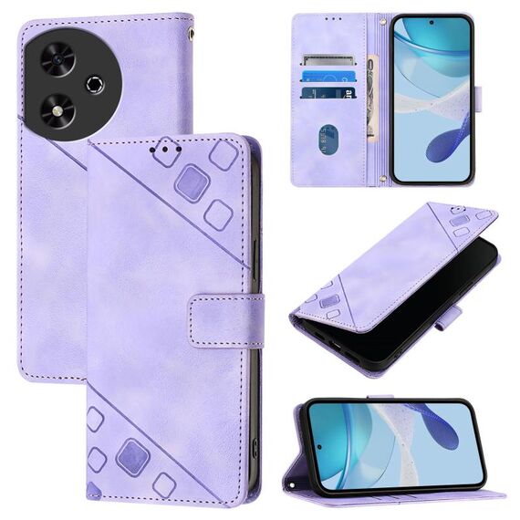 Custodia per telefono in pelle goffrata per Honor Play 50 (viola chiaro)