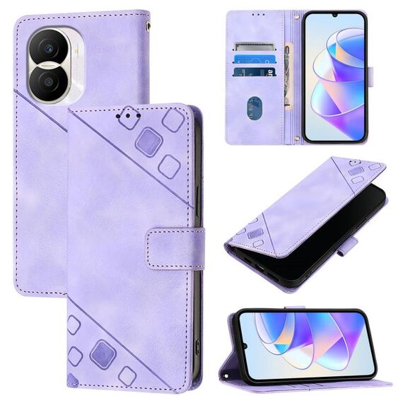 Custodia per telefono in pelle goffrata per Honor X40i (viola chiaro)