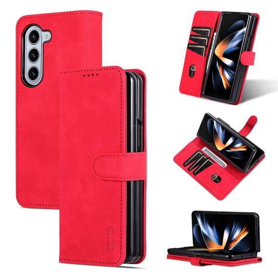 Per Samsung Galaxy Z Fold6 5G AZNS Custodia per cellulare in pelle con texture di vitello (rossa)