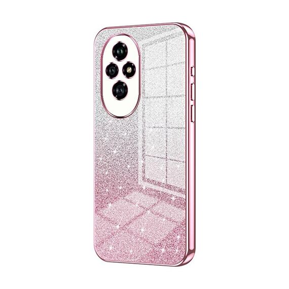 Custodia per telefono elettrolitico in polvere glitter sfumata per Honor 200 (rosa)