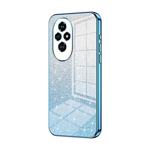 Custodia per telefono elettrolitico in polvere glitter sfumata per Honor 200 (blu)