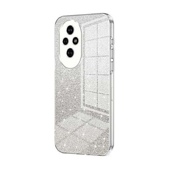 Custodia per telefono elettrolitico in polvere glitter sfumata per Honor 200 (trasparente)