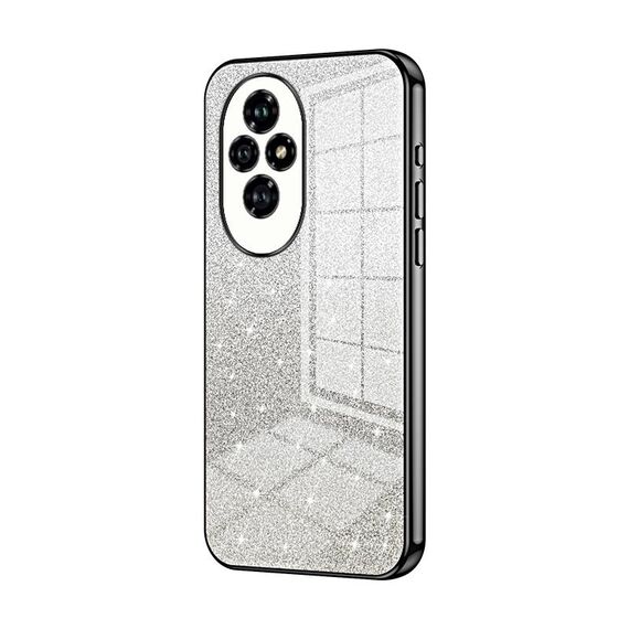 Custodia per telefono elettrolitico in polvere glitter sfumata per Honor 200 (nera)