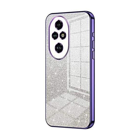 Custodia per telefono elettrolitica con polvere glitterata sfumata per Honor 200 Pro (viola)
