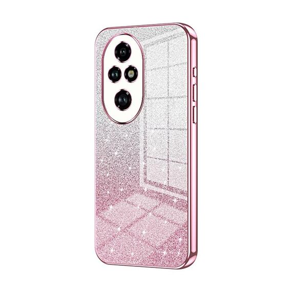 Custodia per telefono elettrolitico in polvere glitterata sfumata per Honor 200 Pro (rosa)