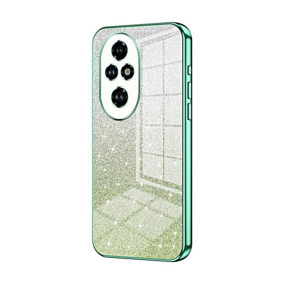 Custodia per telefono elettrolitico in polvere glitter sfumata per Honor 200 Pro (verde)