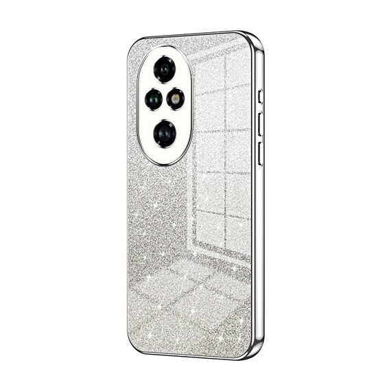 Custodia per telefono elettrolitico in polvere glitter sfumata per Honor 200 Pro (argento)