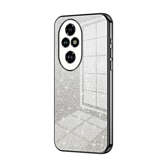 Custodia per telefono elettrolitico in polvere glitter sfumata per Honor 200 Pro (nera)