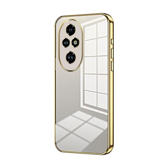 Per Honor 200 Pro Custodia per telefono con foro fine con placcatura trasparente (oro)
