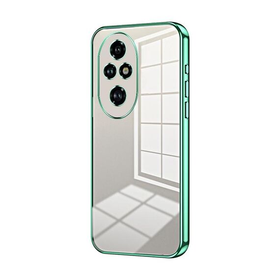 Custodia per telefono con foro fine con placcatura trasparente per Honor 200 Pro (verde)