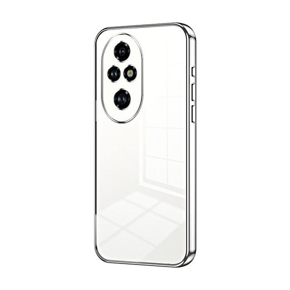 Per Honor 200 Pro Custodia per telefono con foro sottile e placcatura trasparente (argento)