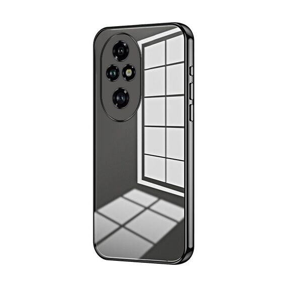 Per Honor 200 Pro Custodia per telefono con foro sottile e placcatura trasparente (nero)