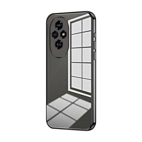 Per Honor 200 Custodia per telefono con foro sottile con placcatura trasparente (nera)