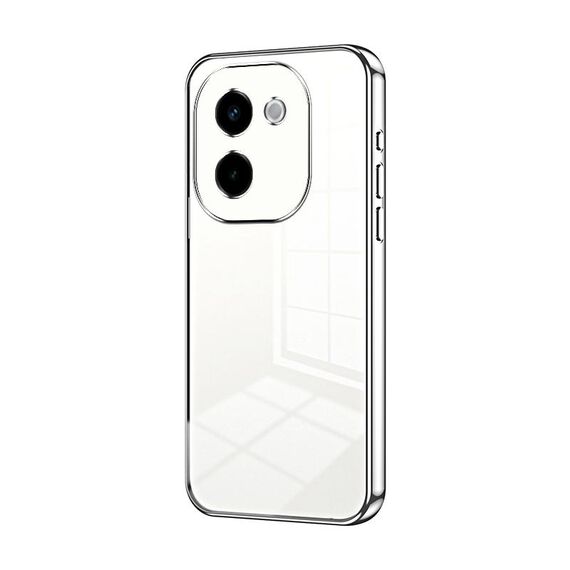 Per vivo Y200 Custodia per telefono con foro sottile con placcatura trasparente (Argento)