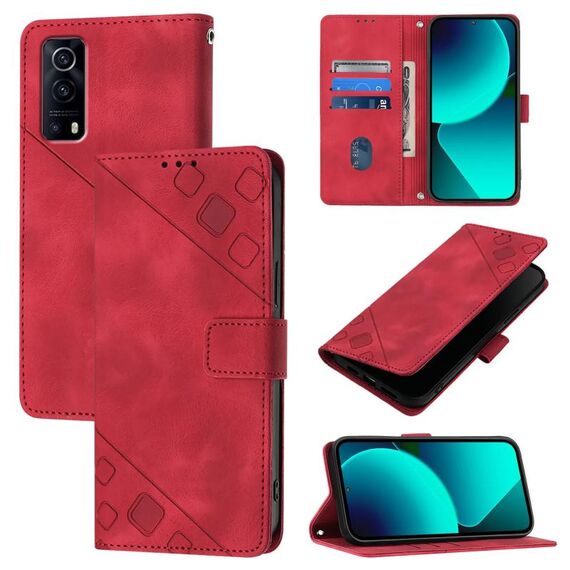 Custodia per telefono in pelle goffrata per vivo Y72 5G / iQOO Z3 / Y52 5G (rosso)