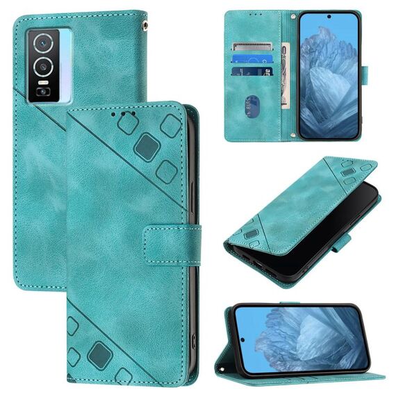 Custodia per cellulare in pelle goffrata per vivo Y76 5G (verde)