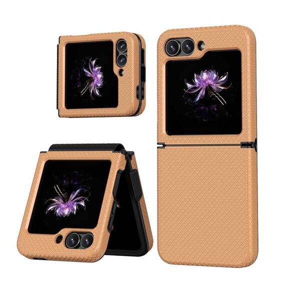 Per Samsung Galaxy Z Flip6 5G Custodia antiurto in TPU+PC con motivo a scacchi (Pesca pastello)