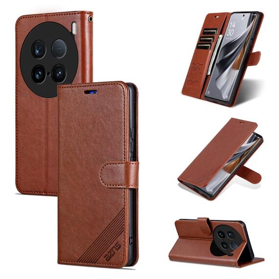 Per vivo X100 Ultra AZNS Custodia per telefono in pelle con texture in pelle di pecora (marrone)