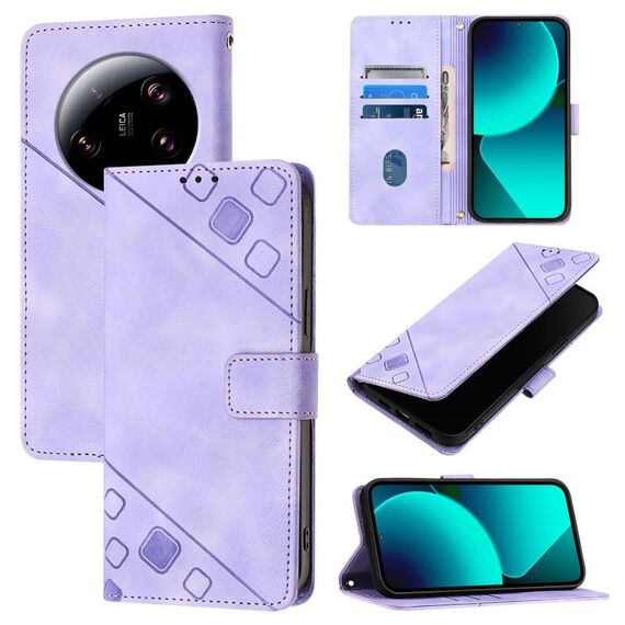 Custodia per telefono in pelle goffrata Ultra Skin Feel per Xiaomi 13 (viola chiaro)